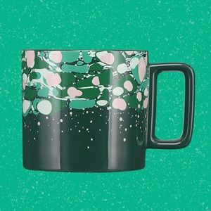 NWT Starbucks Holiday 2022 Venetian Marble Forest Ceramic Mug